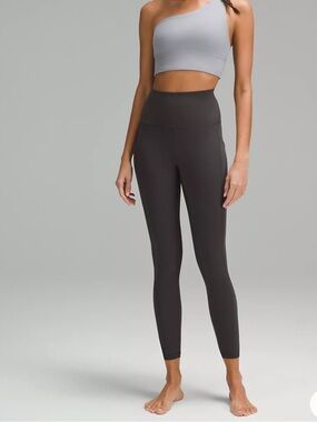 Lululemon Align High-Rise 25” Leggings Gray Nulu Yoga Pants Pockets Size 8